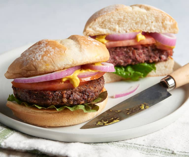 Wegańskie burgery z pieczarek i resztek ugotowanego ryżu Wegańskie burgery z pieczarek i resztek ugotowanego ryżu