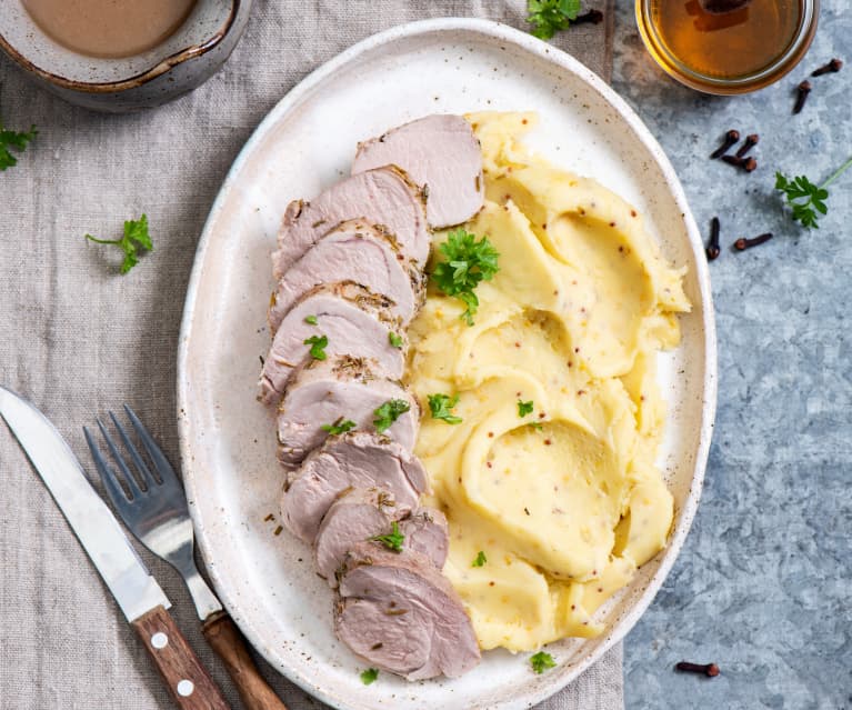 Polędwiczki wieprzowe w sosie miodowym i purée ziemniaczane Polędwiczki wieprzowe w sosie miodowym i purée ziemniaczane