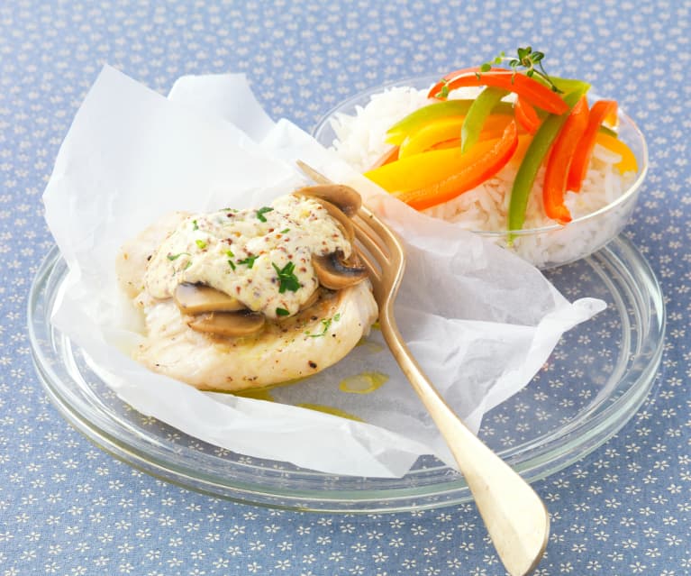 Dorsz w papilotach z sosem mascarpone Dorsz w papilotach z sosem mascarpone