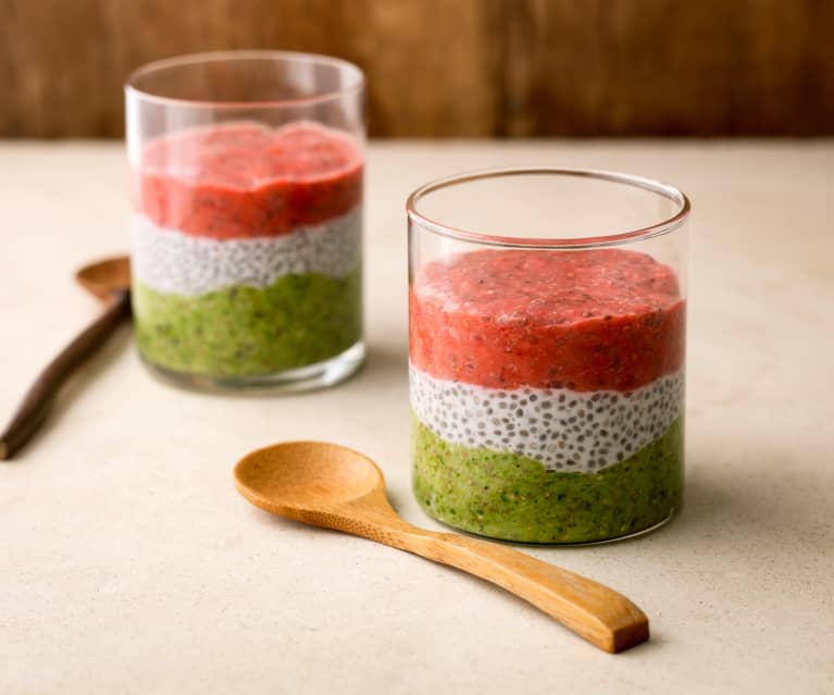 Pudding z chia z kiwi i malinami (bez cukru) Pudding z chia z kiwi i malinami (bez cukru)