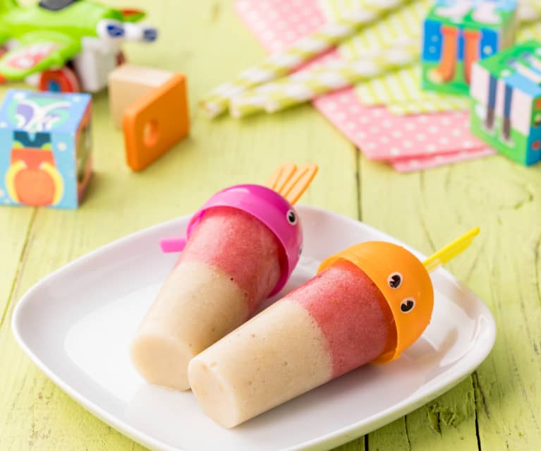Lody truskawkowo-bananowe na patyku Lody truskawkowo-bananowe na patyku