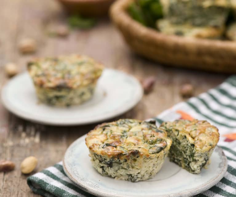 Flan z ricottą, szpinakiem i pistacjami Flan z ricottą, szpinakiem i pistacjami