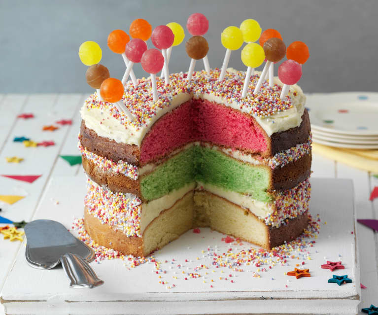 Tort tęczowy z lizakami Tort tęczowy z lizakami