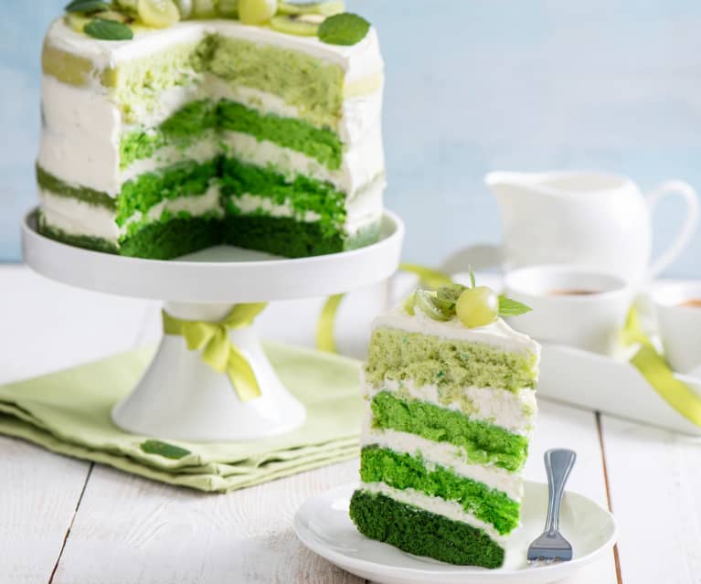 Zielony tort biszkoptowy (green ombre naked cake) Zielony tort biszkoptowy (green ombre naked cake)